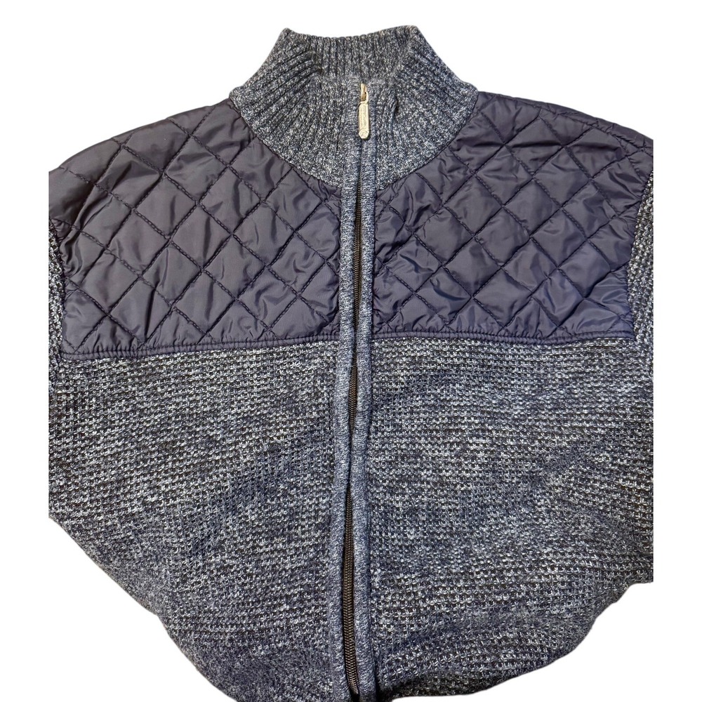 GIOBERTI Knitted Full Zip Mens Blue Cardigan Sweater Jacket Sz. L  Flannel Lined